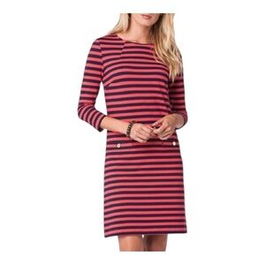 Lilly Pulitzer Navy and Coral Pink Striped Dress Size S